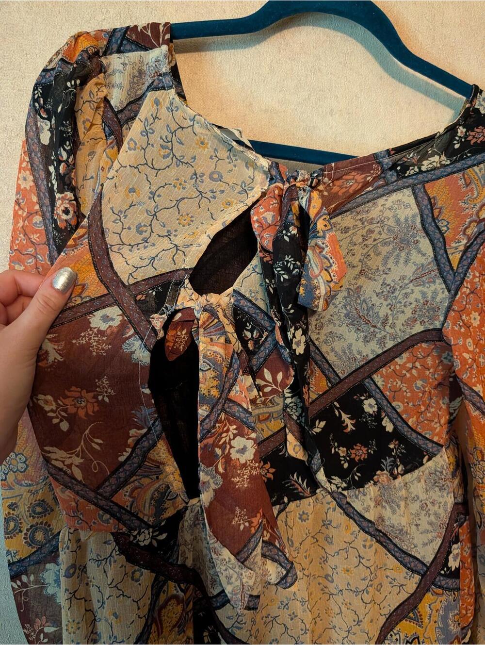 AMERICAN EAGLE boho printed long sleeve blouse sz M - Picture 6 of 6